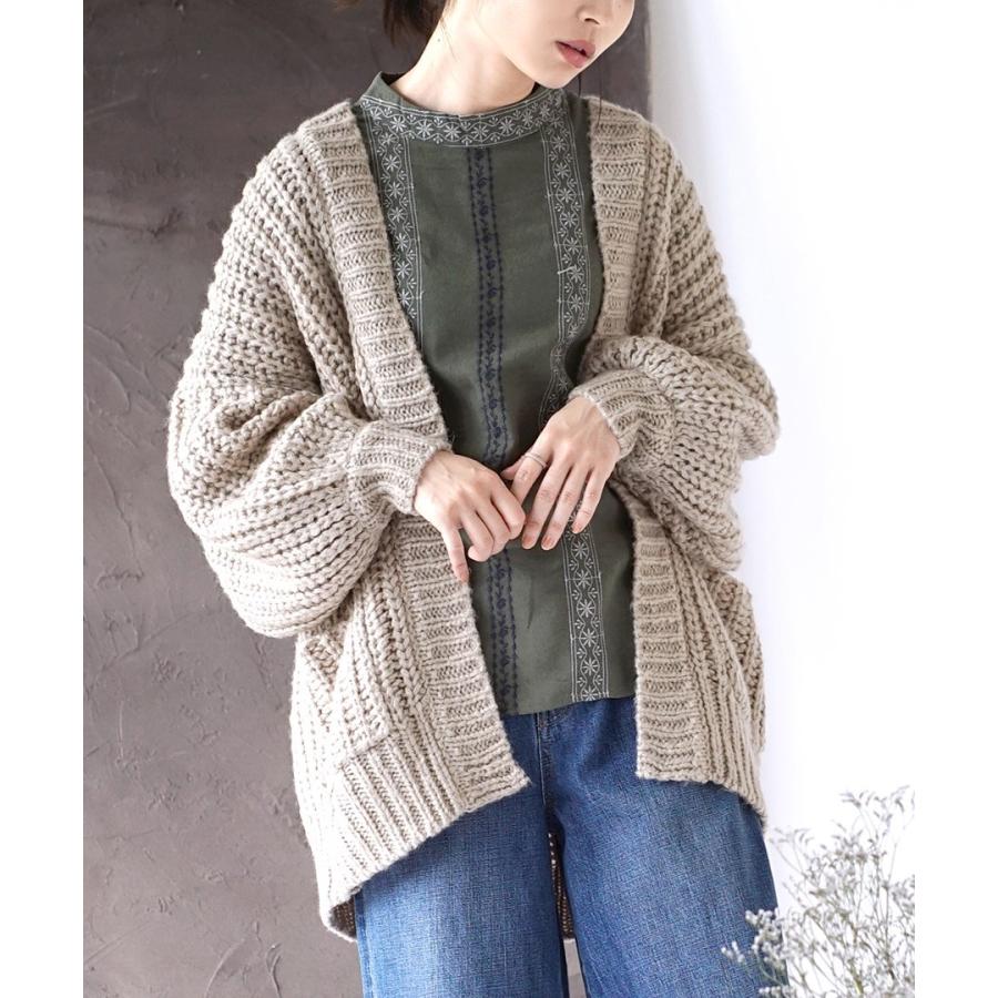カーディガン 春 春服 レディース トップス ニット セーター カーデガン 長袖 羽織り ボリューム袖 片畦編み ざっくりトッパーカーディガン イーザッカマニアストアーズ 通販 Yahoo ショッピング