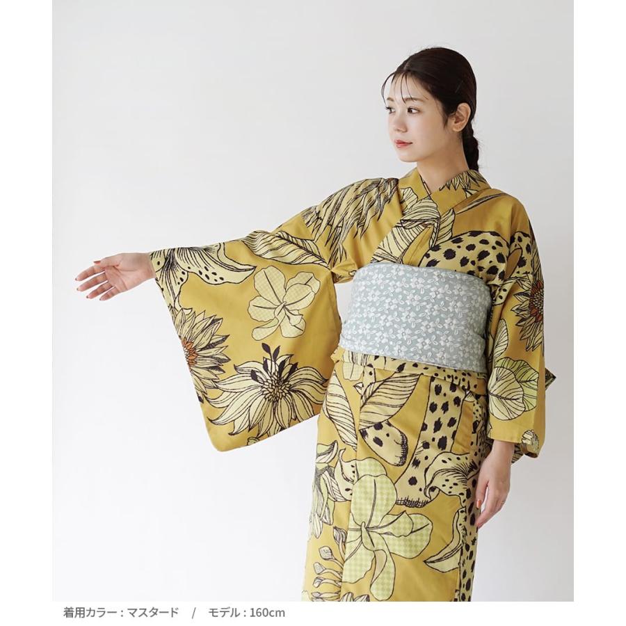 新品未使用 ゆかたと兵児帯2点セット フリーサイズ 黄色と茶色の花 新品未使用 ゆかたと兵児帯2点セット フリーサイズ 黄色と茶色の花