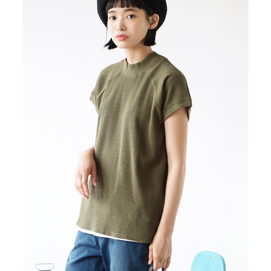 トップス レディース 半袖 夏 ワッフル Tシャツ ワッフルカットソー ハイネック ラグランスリーブプルオーバー イーザッカマニアストアーズ 通販 Paypayモール