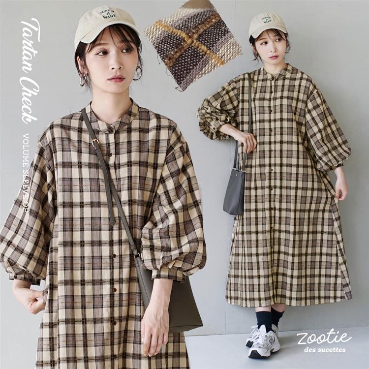 ワンピース 秋服 レディース トップス ロングワンピ ゆったり チェック柄 Mimimemete ミミメメット ボリュームタックスリーブ チェックワンピース イーザッカマニアストアーズ 通販 Paypayモール