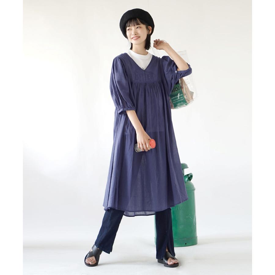 ワンピース 夏 レディース ワンピ ロング 半袖 綿100 大きいサイズ ゆったり Zootie ズーティー コットンガーゼ ボリューム袖 Vネック ワンピース イーザッカマニアストアーズ 通販 Paypayモール
