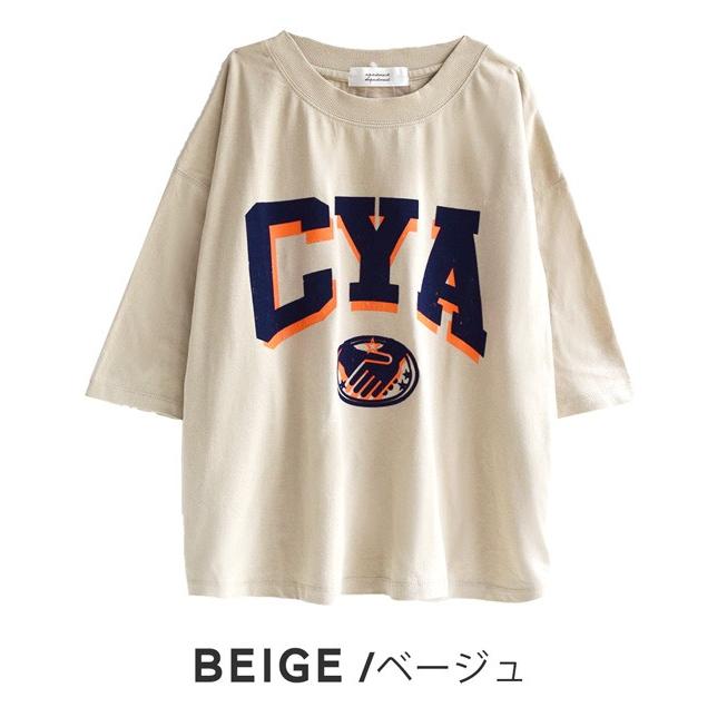 Tシャツ レディース トップス カットソー ロゴ 半袖 五分袖 ゆったり 綿100 コットン 春 夏 ビッグTシャツ｜e-zakkamania｜18