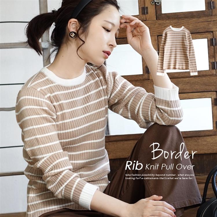 ニット ボーダー 長袖 春服 レディース トップス ふんわり 丸首 タイト クルーネック ゆったり 春 ボーダー リブニットプルオーバー イーザッカマニアストアーズ 通販 Paypayモール