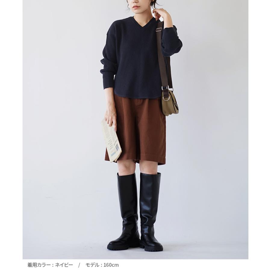 ニット レディース トップス 春 春服 セーター  Vネック 長袖 薄手 リブ ゆったり apartment department ワッフルニット プルオーバー［Vネック］｜e-zakkamania｜10