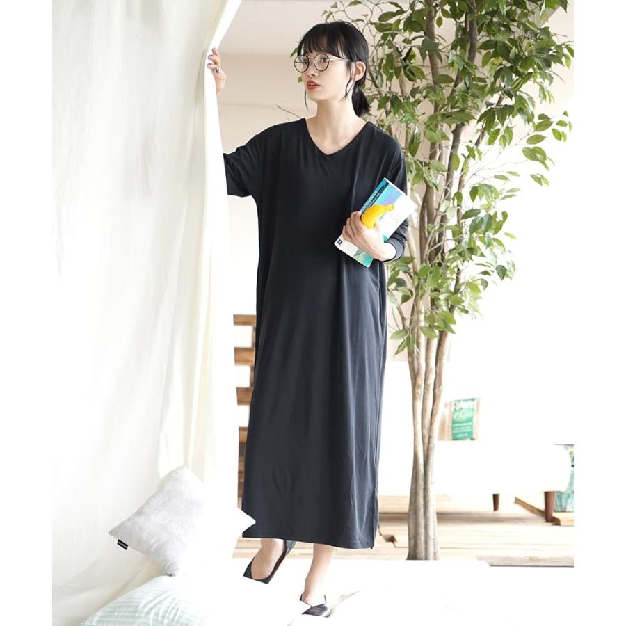 ワンピース 秋 秋服 レディース ロングワンピース 長袖 Vネック 大きいサイズ ゆったり ルームウェア リラクシー Vネックワンピース イーザッカマニアストアーズ 通販 Paypayモール