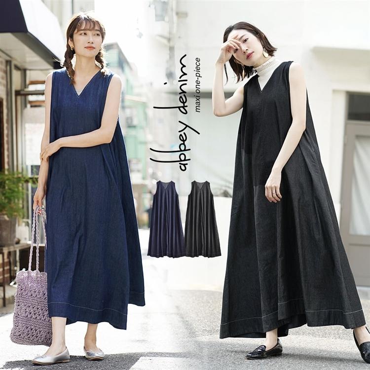 ワンピース レディース 秋 ワンピ ロング デニム 綿 大きいサイズ Zootie ズーティー アビーベーシックライトデニム Vネック スリーブレス ワンピース イーザッカマニアストアーズ 通販 Yahoo ショッピング