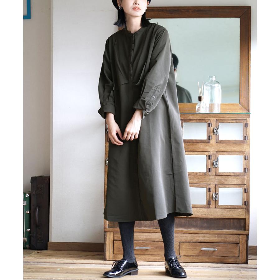 ワンピース 秋冬 冬服 レディース ロングワンピ ロング丈 長袖 バンドカラー 前ボタン 大きいサイズ ゆったり フラップヨーク ノーカラーワンピース イーザッカマニアストアーズ 通販 Yahoo ショッピング