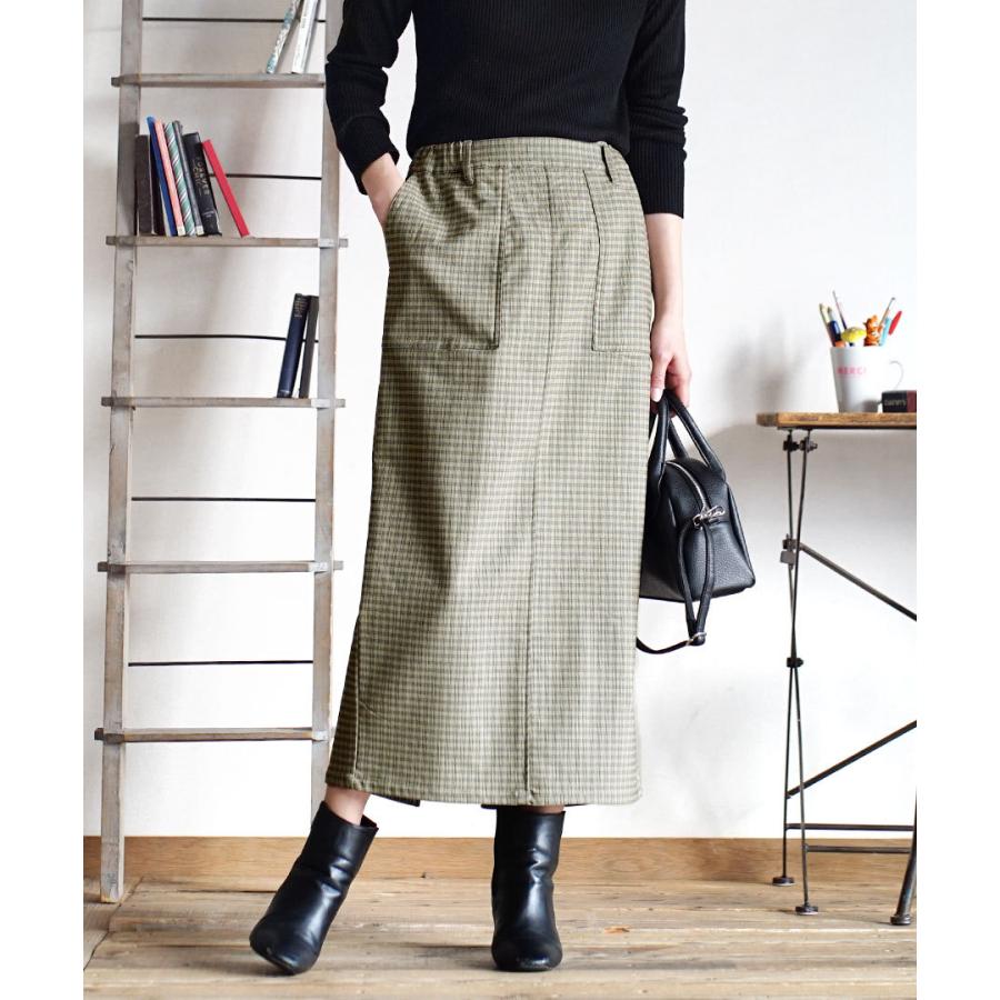スカート レディース ボトムス ロングスカート タイトスカート チェック柄 裏起毛 ストレッチ 冬 Hunch ハンチ 裏起毛 グレンチェック ペンシルスカート イーザッカマニアストアーズ 通販 Paypayモール
