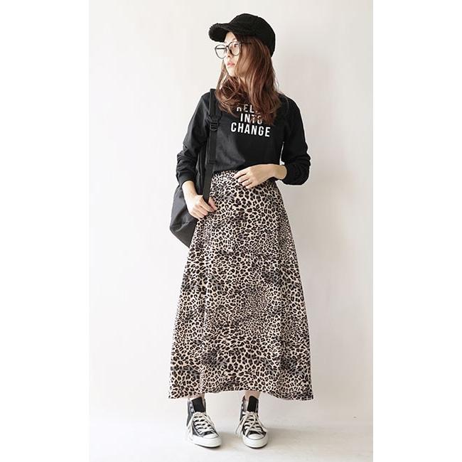 スカート レオパード ロング レディース ロングスカート フレア スカート レオパード ロング レディース ロングスカート フレア