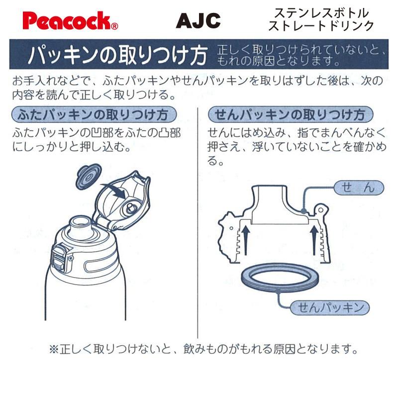 ピーコック水筒部品 ストレートドリンク用 AJCせんユニット ブラックレッド AJC-F80/F100/F150用 パッキン付 送料無料|e-zakkaya-parts|03