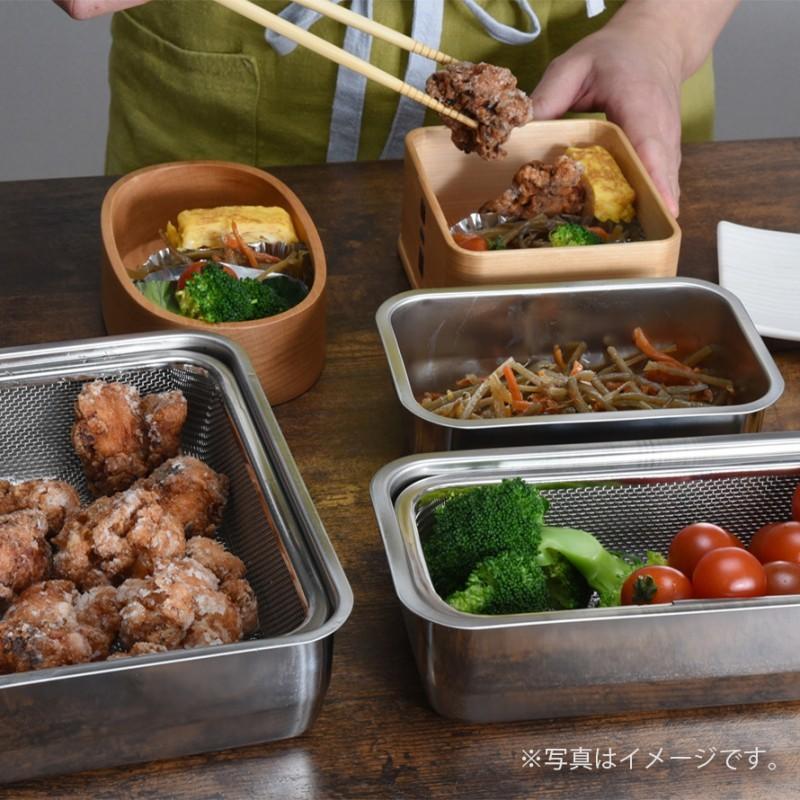 燕三条 ステンレスバット 蓋付き 保存容器 角型 キッチン 調理器具 お料理はかどる蓋付き角バット1/1サイズ | アーネスト | 12