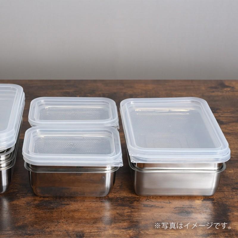 燕三条 ステンレスバット 蓋付き 保存容器 角型 キッチン 調理器具 お料理はかどる蓋付き角バット1/2サイズ | アーネスト | 13