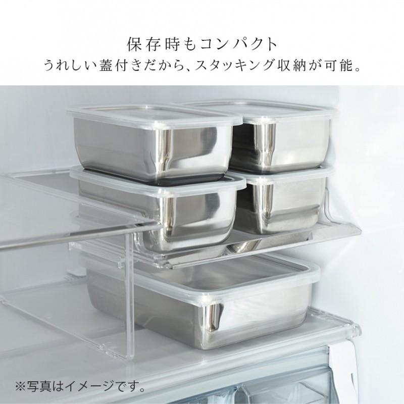 燕三条 ステンレスバット 蓋付き 保存容器 角型 キッチン 調理器具 お料理はかどる蓋付き角バット1/2サイズ | アーネスト | 07