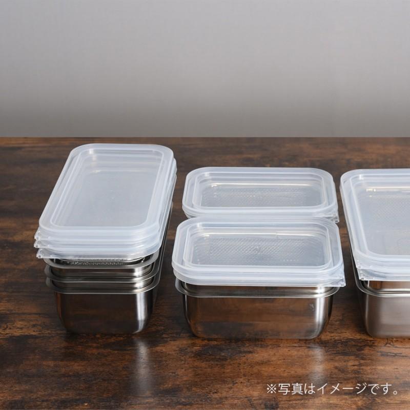 燕三条 ステンレスバット 蓋付き 保存容器 角型 キッチン 調理器具 お料理はかどる蓋付き角バット1/3サイズ | アーネスト | 13