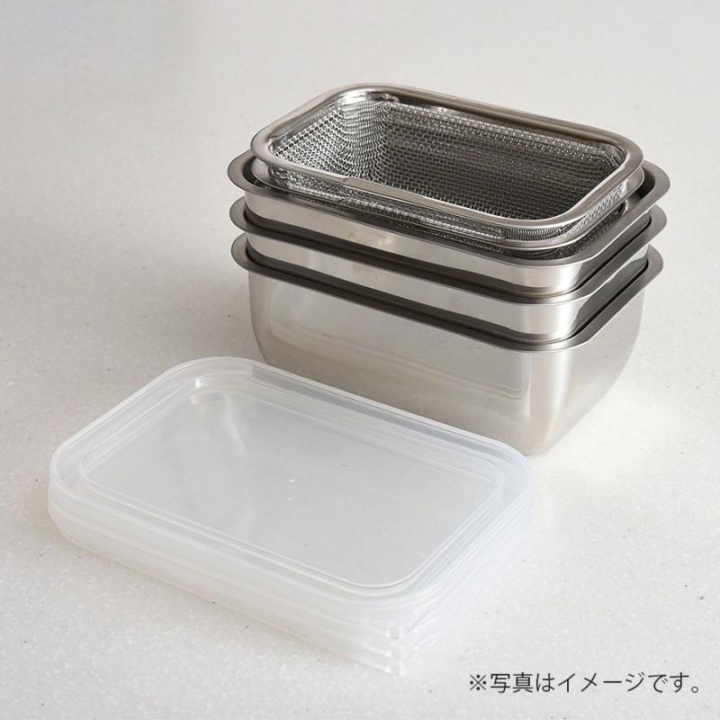 燕三条 ステンレスバット 蓋付き 保存容器 角型 キッチン 調理器具 お料理はかどる蓋付き角バット1/4サイズ | アーネスト | 12
