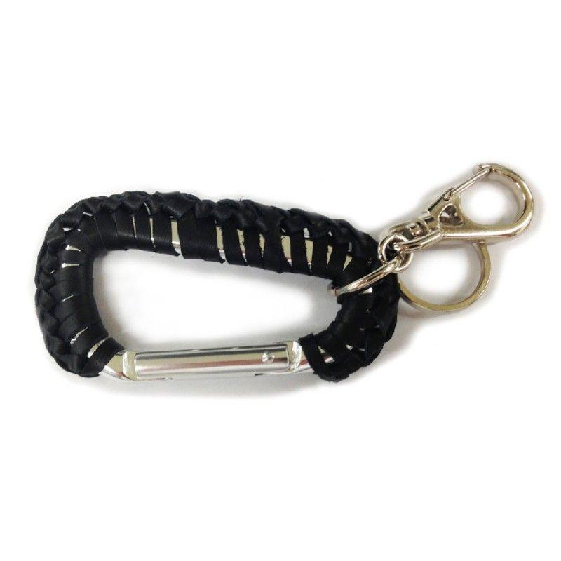 カラビナ キーホルダー キーチェーン 革 日本製 レザーアルミカラビナ 大ブラック
