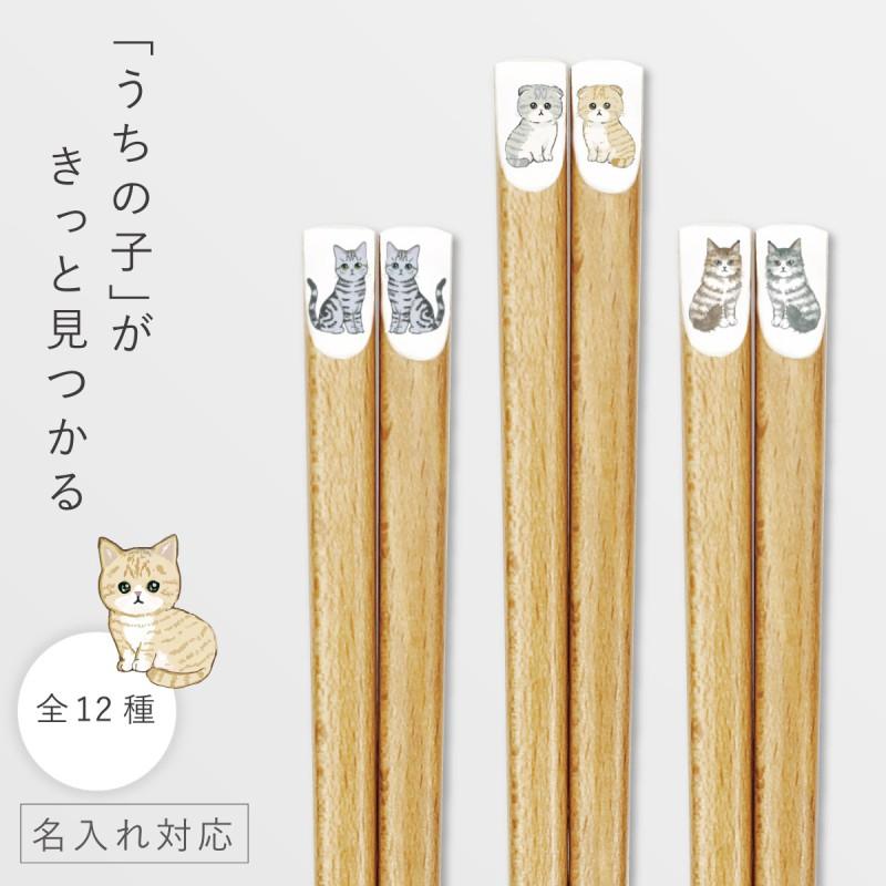 猫箸 田中箸店 箸 22.5cm 名入れ 猫 ねこ 箸 かわいい 名前入り プレゼント