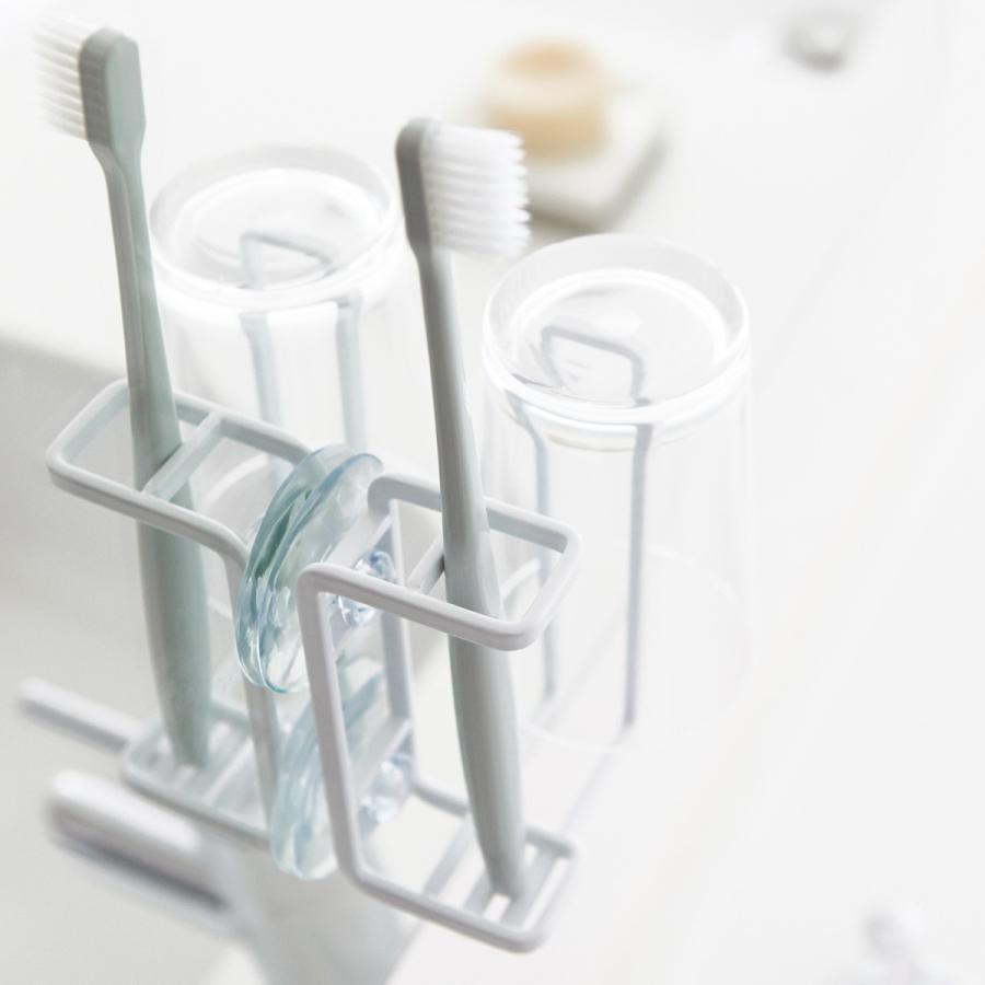歯ブラシスタンド コップホルダー 洗面台 うがい用 コップ 収納 吸盤トゥースブラシ タンブラーホルダー ミスト ホワイト 感染症対策 ココチのくらし雑貨店 通販 Yahoo ショッピング