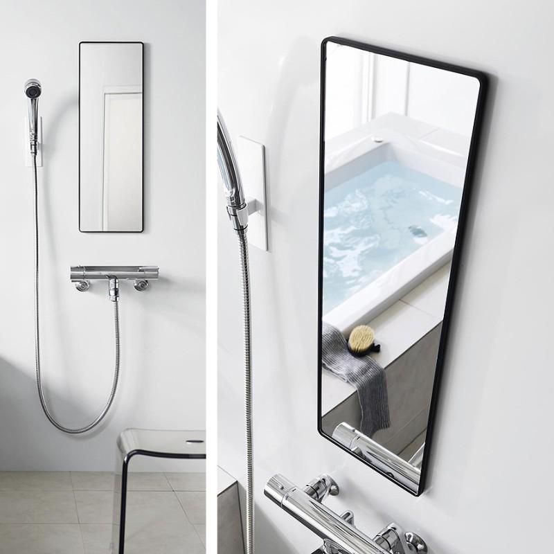 【新品】towerマグネットバスルーム樹脂ミラー 角型 ロングブラック60ｃｍ 山崎実業 マグネットバスルーム樹脂ミラー 角型ロング tower 鏡 お風呂