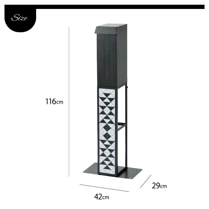ポスト 置き型 スタンド スタンドポスト ダイヤル 大容量 宅配ボックス 鍵 鍵付き スリム ブラック 黒 スタイリッシュ シンプル かっこいい カッコいい フック付 ココチのくらし雑貨店 通販 Yahoo ショッピング