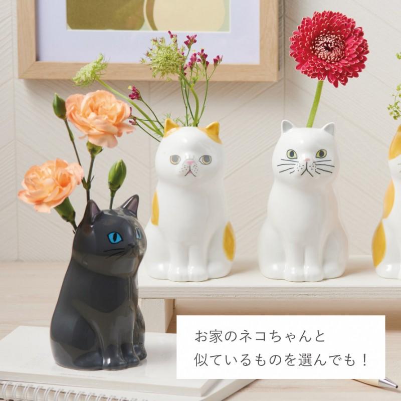 花瓶 一輪挿し 陶器 フラワーベース ペンスタンド 猫 ネコ 猫雑貨 小物 おしゃれ フラワー＆ペンスタンド