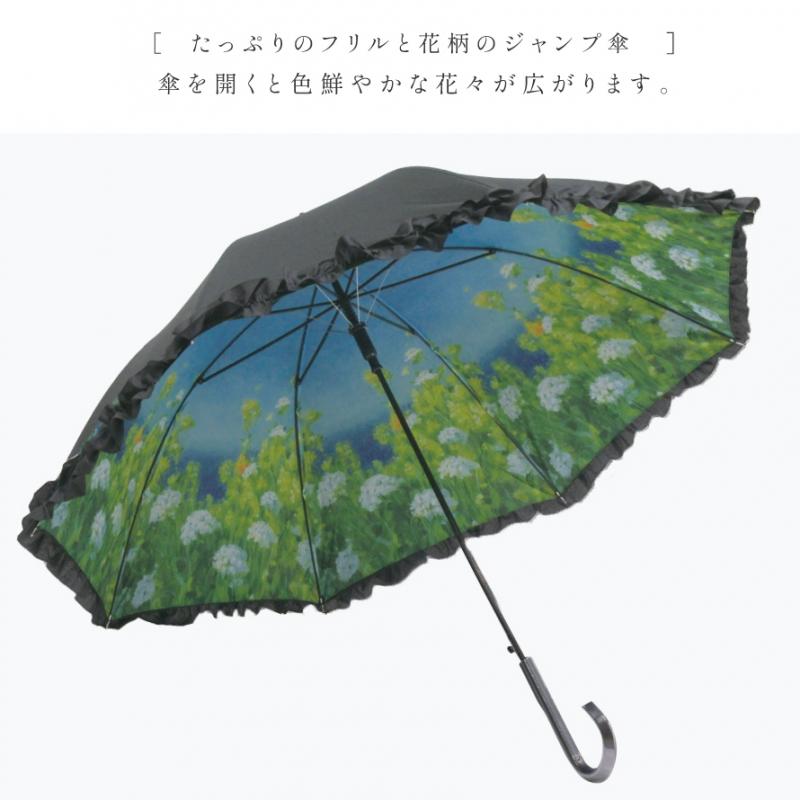 傘 レディース 晴雨兼用傘 フリル 名入れ対応 長傘 UVカット ネーム