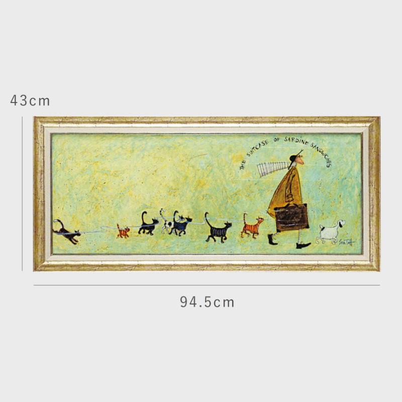 絵　絵画★サムトフト アートフレーム「いわしサンドスーツケース」★動物＆癒し アートパネル アートフレーム 94.5×43cm サムトフト 「いわし