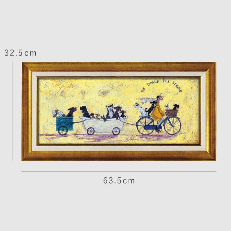 癒し　絵画★サムトフト アートフレーム「いぬタクシー」★【 動物＆癒しアート】 楽天市場】サムトフト 絵画 絵 63.5×32.5cm 【いぬタクシー