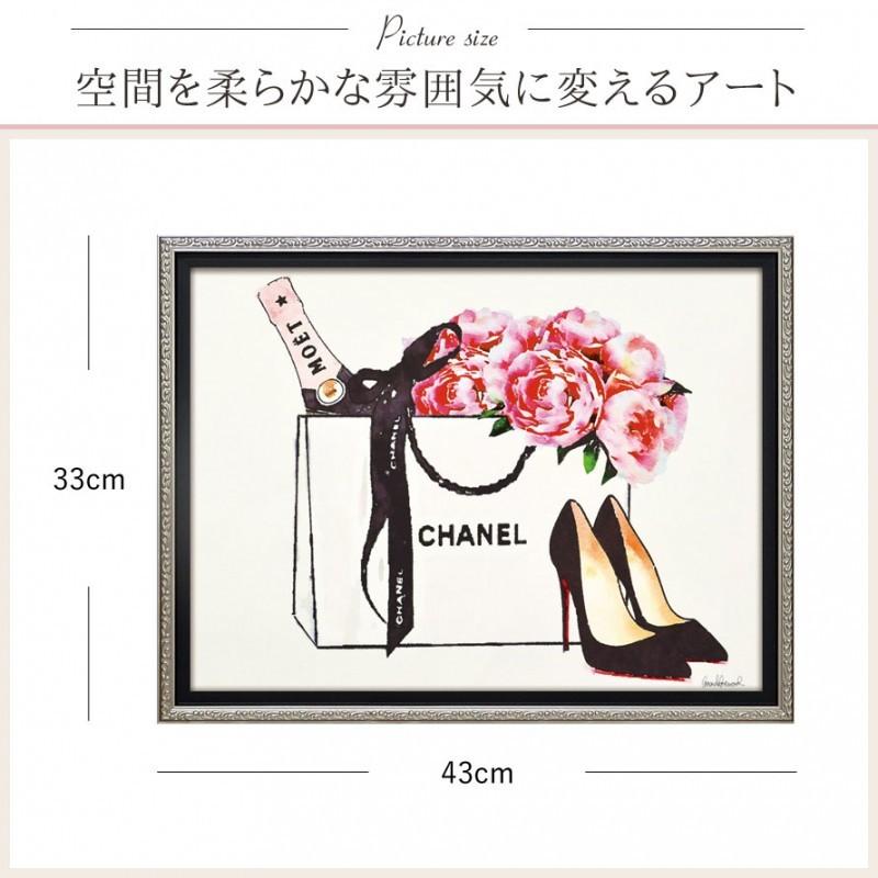 アートパネル ブランド ファッション 壁掛け インテリア アートフレーム アート 絵 かわいい おしゃれ 額入り シャネル Chanel ピンク 花 フラワー ハイヒール ココチのくらし雑貨店 通販 Yahoo ショッピング