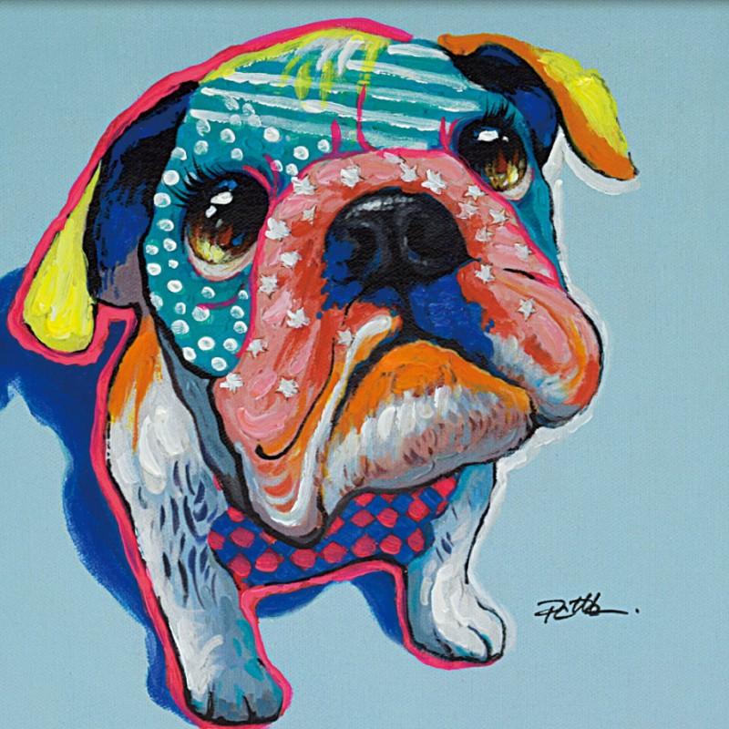アートパネル 犬 ブルドッグ アートフレーム 油絵 アート 絵 インテリア  動物 オイルペイント 北欧  オイルペイントアート カラーブル 33×33cm｜e-zakkaya｜04