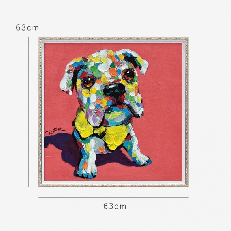 犬と子犬の油彩画 大きなフレーム付き　10号 犬と子供の油彩画 大きなフレーム付き 10号 - メルカリ