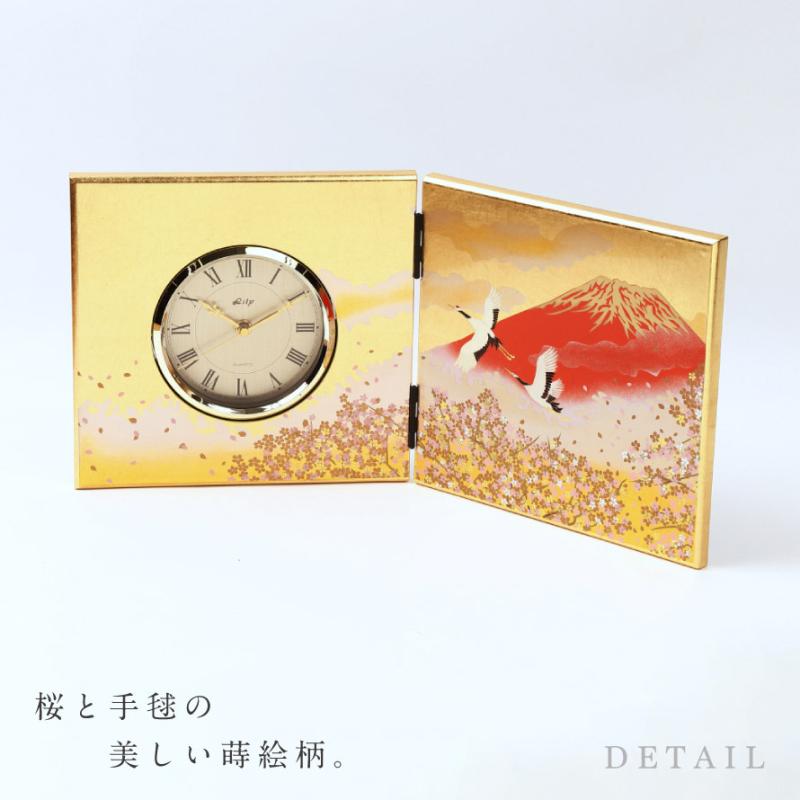 屏風時計 置き時計 時計 置時計 和柄 和風 高級 山中塗 蒔絵 漆芸 加賀