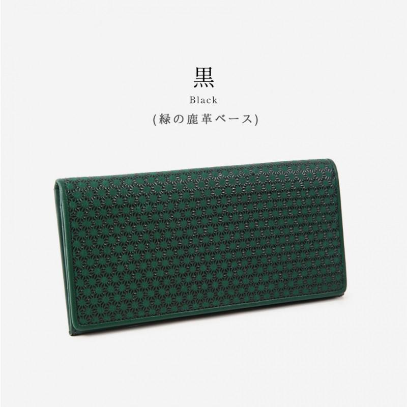 印伝 財布 長財布 ロングウォレット 緑 風水 赤 白 おしゃれ 麻の葉 春 