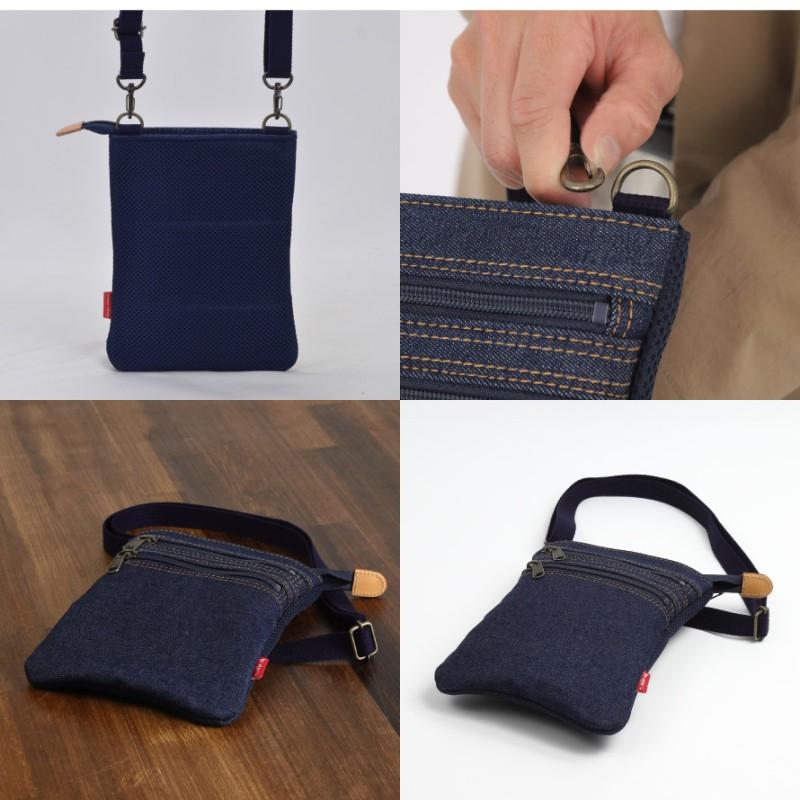 ミニショルダーバッグ メンズ 岡山 デニム 井原デニム 縦型