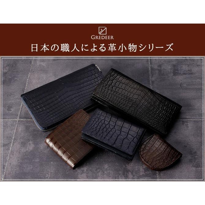 クロコダイル 二つ折り財布 短財布 ワニ革 本革 最高級 メンズ GREDEER グレディア BANBI バンビ 二折財布 小銭入れ付き GCKW002 春財布 ブラック 黒の画像