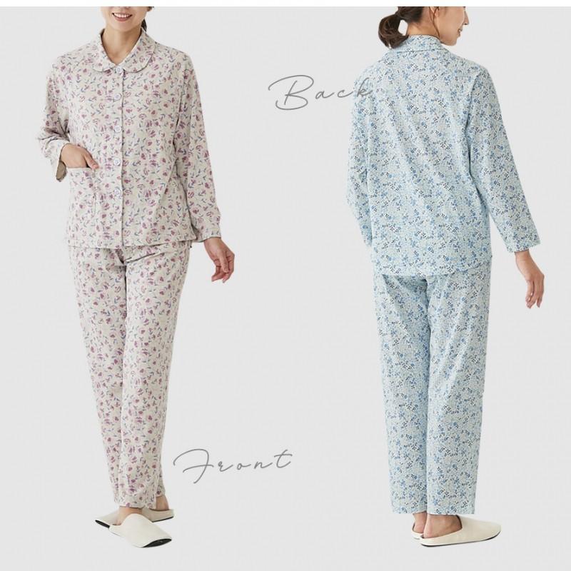 パジャマ ガーゼ レディース 綿100 ルームウェア コットン100 前開き シニア 女性 長袖 花柄 大きめボタン ギフト プレゼント ガーゼ パジャマ 母 60代 70代 ココチのくらし雑貨店 通販 Yahoo ショッピング