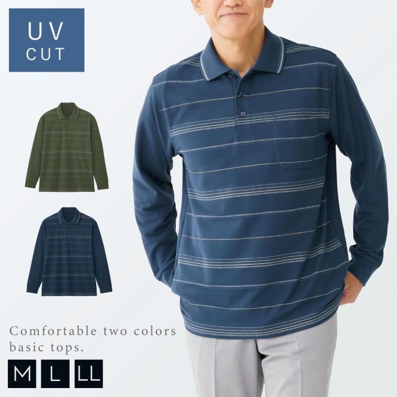 BELVET ボーダー ポロシャツ ポロシャツ メンズ 長袖 薄手 綿 ボーダー uvカット 胸ポケット