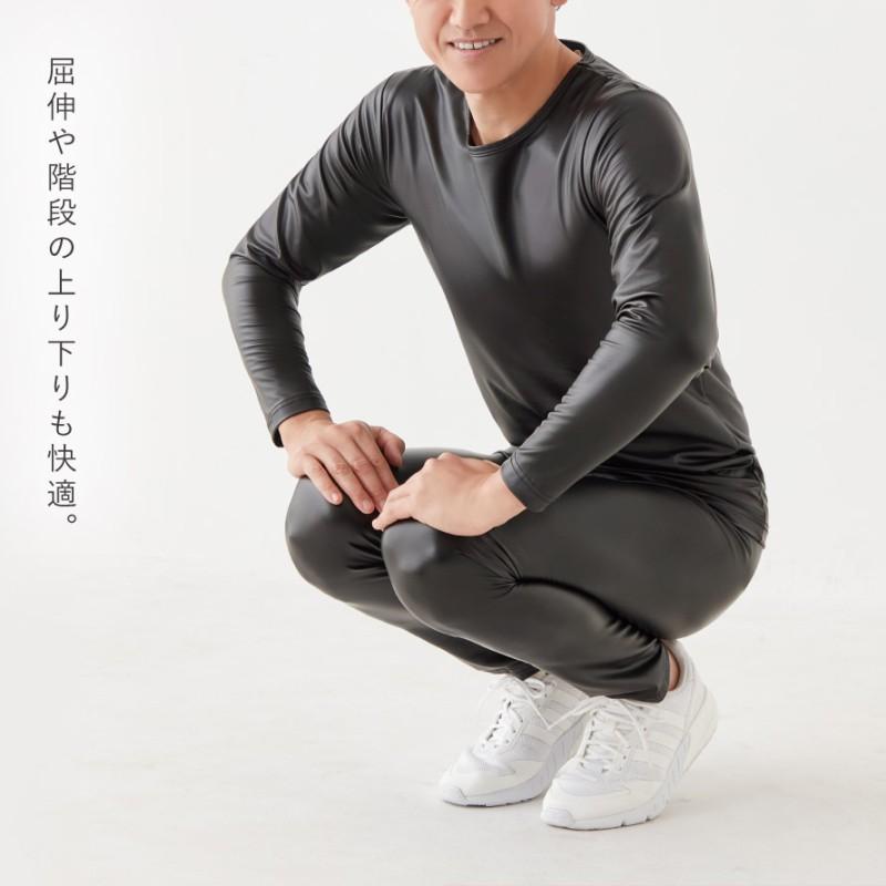 防風インナー 上下セット メンズ バイク ラミネート ズボン下 前開き