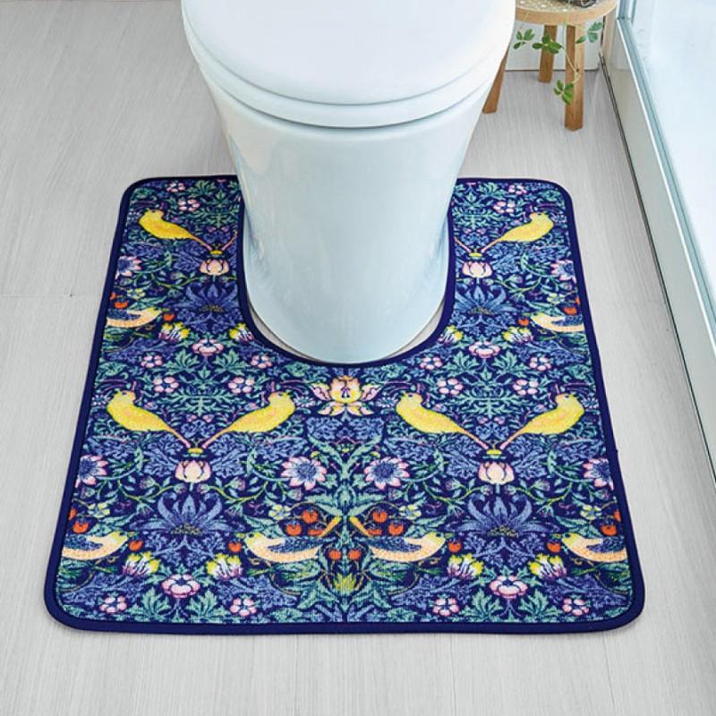 トイレマット 60×80cm 耳長 いちご泥棒 ウィリアムモリス 北欧 柄