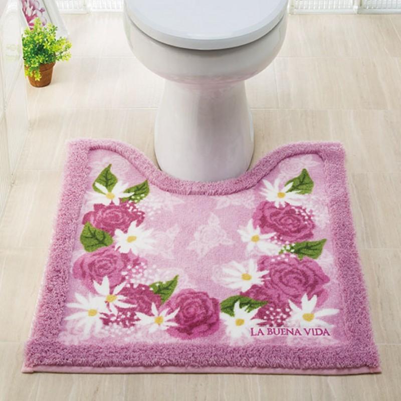 トイレマット 60×60cm 花柄 ピンク 高級 すべらない 滑り止め 洗える