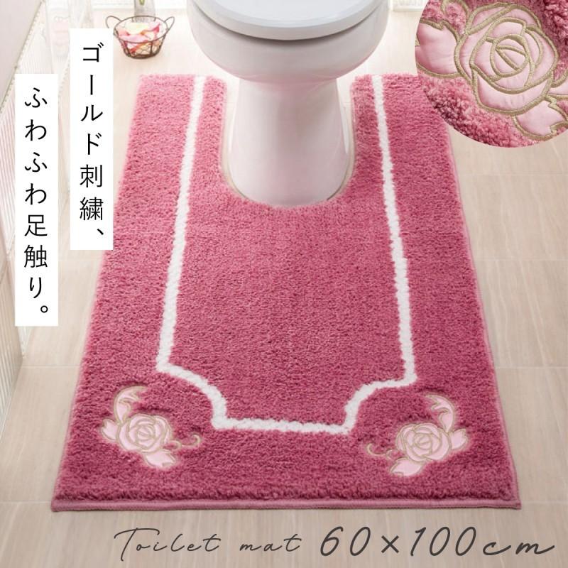 トイレマット 60 100 耳長 ロング すべり止め ふわふわ 洗える マット おしゃれ かわいい 北欧 ピンク 花柄 フラワー 花 ローズ バラ トイレ インテリア エレガ ココチのくらし雑貨店 通販 Yahoo ショッピング
