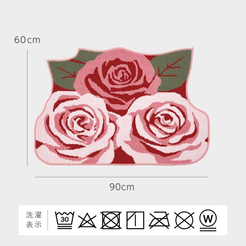 玄関マット 室内 屋内 大きめ 大判 花柄 バラ 薔薇 ローズ 高級感