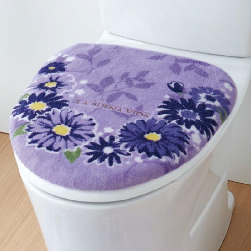 レア★アナスイ　蝶々デザイン　トイレカバー　便座カバー　フタカバー　紫 トイレマット フタカバー セット 60×80cm 花柄 紫 エレガント 滑り止め