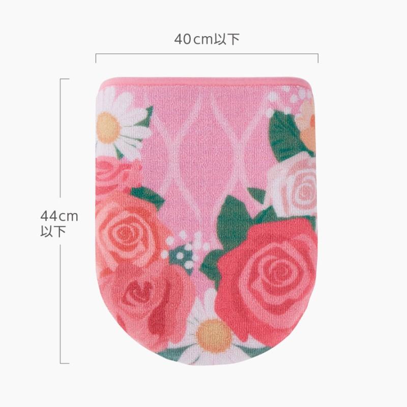 トイレマット フタカバー セット 60×100cm ピンク 花柄 エレガント 耳