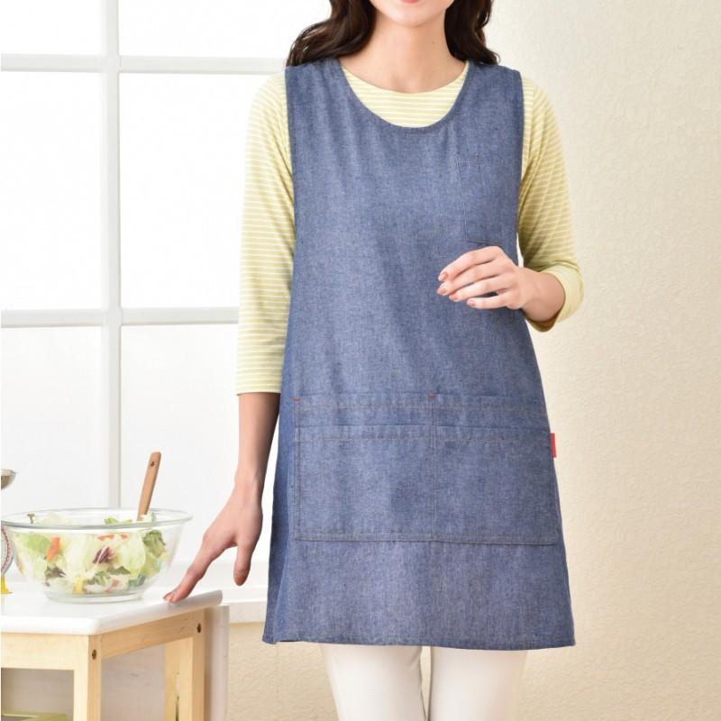 エプロン ボタン レディース ポケット たくさん デニム調ベスト型エプロン ペンさし ペン収納 カジュアル シンプル ブルー ネイビー 青 ペン差し アイデア 便利 |  | 06