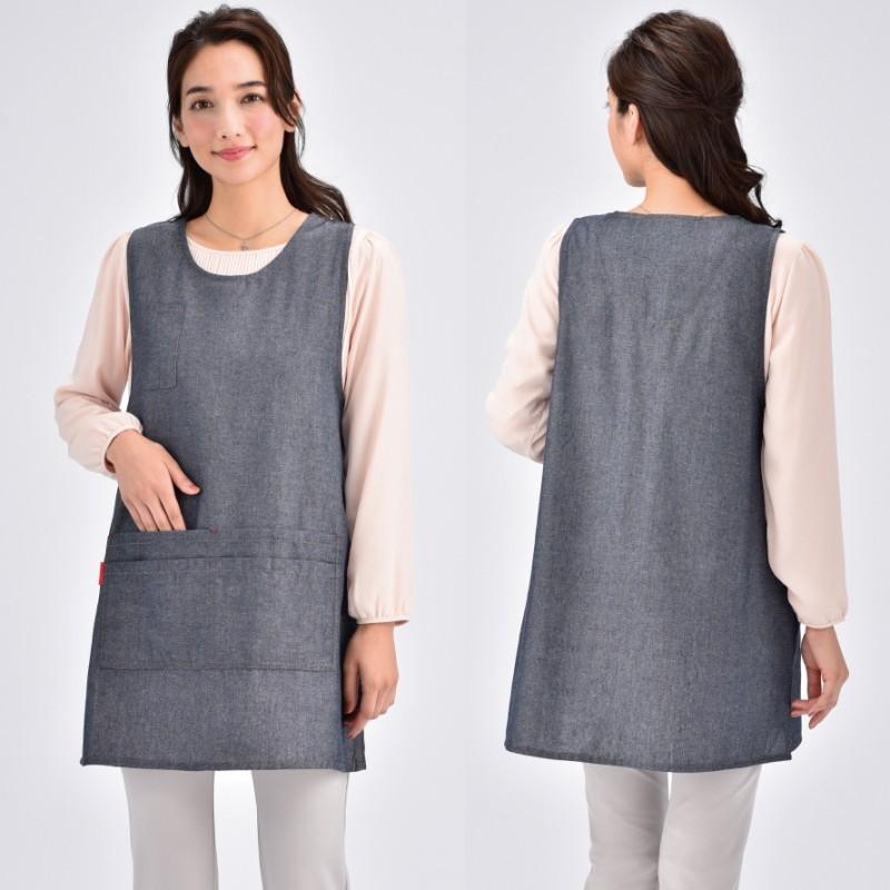 エプロン ボタン レディース ポケット たくさん デニム調ベスト型エプロン ペンさし ペン収納 カジュアル シンプル ブルー ネイビー 青 ペン差し アイデア 便利 |  | 07