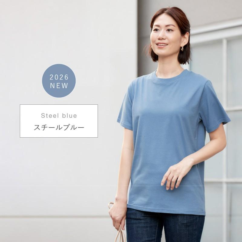 tシャツ レディース 半袖 綿100% 無地 uvカット ゆったり 綿 クルー 