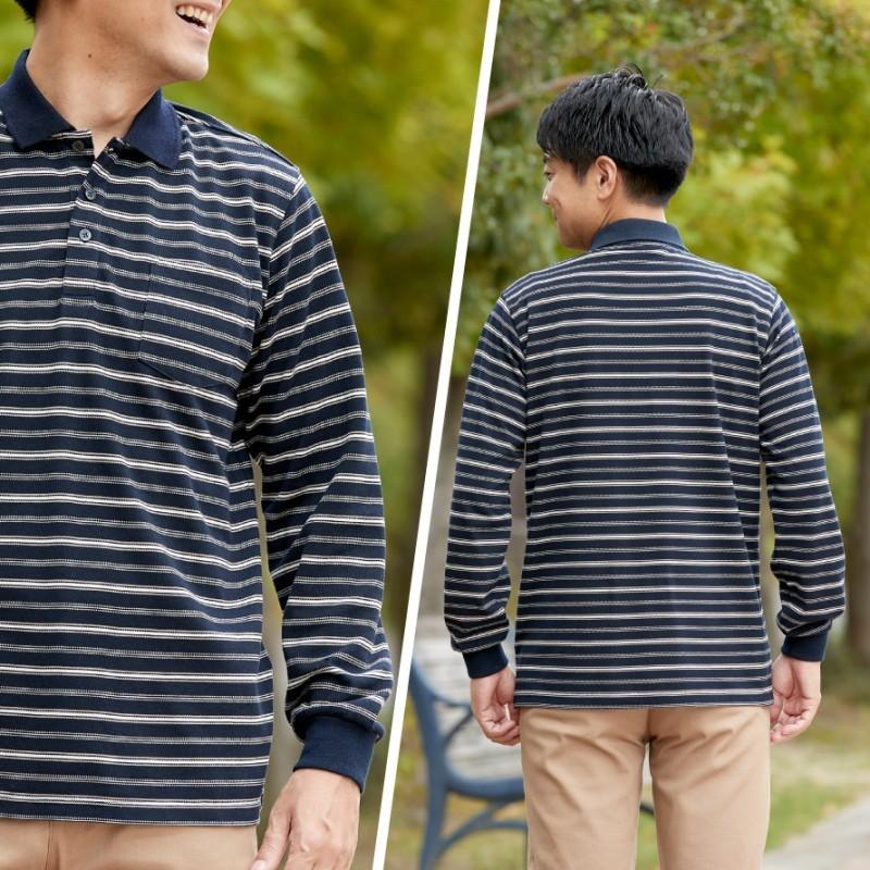 ポロシャツ 長袖 メンズ Uvカット トップス ボーダー 春 夏 おしゃれ スポーツ Uvカット鹿の子楽映え長袖ポロ メンズ ココチのくらし雑貨店 通販 Yahoo ショッピング