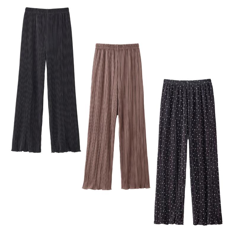 【美品】プリーツプリーズ　パンツ　サイズ3　L　カジュアル　ストレート　ピンク 美品】プリーツプリーズパンツサイズ3Lカジュアルストレートピンク