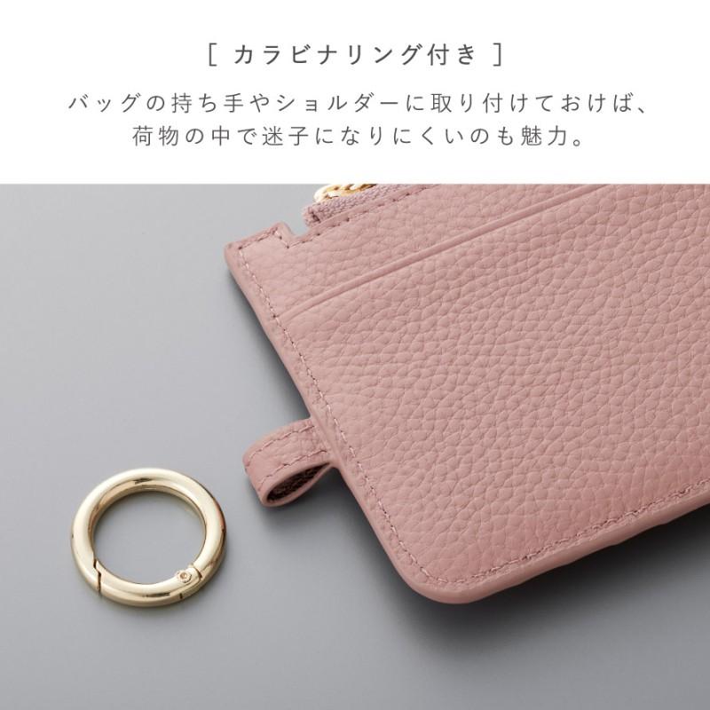 カードケース 薄型 スリム 本革 牛革 レディース カラビナ キーリング
